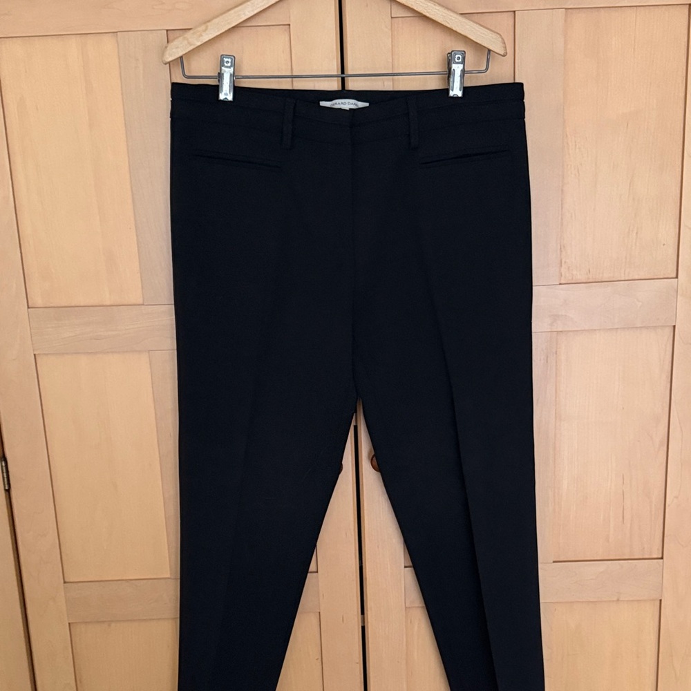 GERARD DAREL Black beautifully tailored wool blend flat front trousers